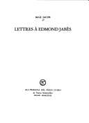 Tapa de Lettres à Edmond Jabès