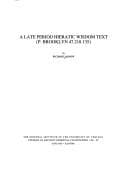 Tapa de A late period hieratic wisdom text
