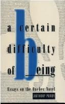 Tapa de A certain difficulty of being