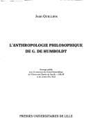 Tapa de L' anthropologie philosophique de G. de Humboldt