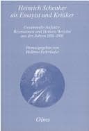Tapa de Heinrich Schenker als Essayist und Kritiker