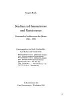 Tapa de Studien zu Humanismus und Renaissance