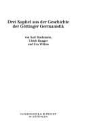 Tapa de Drei Kapitel aus der Geschichte der Göttinger Germanistik