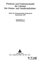 Tapa de Funktion und Funktionswandel der Literatur im Geistes und Gesellschaftsleben