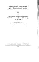 Tapa de Beiträge zum Verständnis der Germania des Tacitus