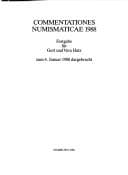 Tapa de Commentationes numismaticae 1988: Festgabe für Gert und Vera Hatz zum 4. Januar 1988 dargebracht (German Edition)
