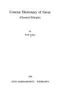Tapa de Concise dictionary of Ge⁽ez (classical Ethiopic)