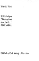 Tapa de Rückläufiges Wortregister zur Lyrik Paul Celans