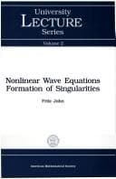 Tapa de Nonlinear wave equations, formation of singularities