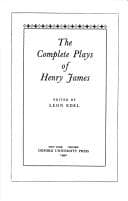 Tapa de The complete plays of Henry James