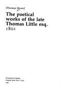 Tapa de The poetical works of the late Thomas Little, esq