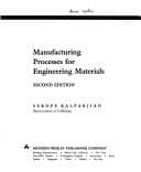 Tapa de Manufacturing processes for engineering materials
