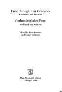 Tapa de Faust through four centuries