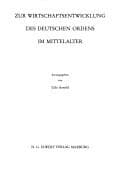 Tapa de Zur Wirtschaftsentwicklung des Deutschen Ordens im Mittelalter