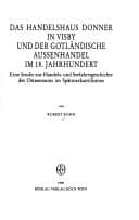 Tapa de Das Handelshaus Donner in Visby und der gotländische Aussenhandel im 18. Jahrhundert