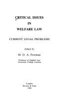 Tapa de Critical issues in welfare law