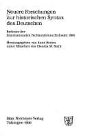 Tapa de Neuere Forschungen zur historischen Syntax des Deutschen