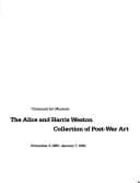 Tapa de The Alice and Harris Weston collection of post-War art