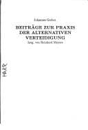 Tapa de Beiträge zur Praxis der alternativen Verteidigung