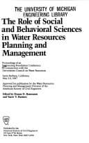 Tapa de The role of social and behavioral sciences in water resources planning and management