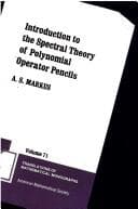 Tapa de Introduction to the spectral theory of polynomial operator pencils