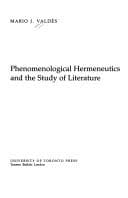 Tapa de Phenomenological hermeneutics and the study of literature