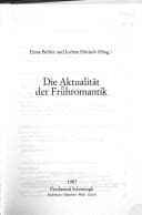 Tapa de Die Aktualität der Frühromantik