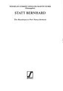 Tapa de Statt Bernhard: Über Misanthropie im Werk Thomas Bernhards (German Edition)