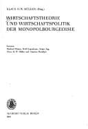 Tapa de Wirtschaftstheorie und Wirtschaftspolitik der Monopolbourgeoisie