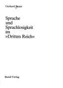 Tapa de Sprache und Sprachlosigkeit im "Dritten Reich"