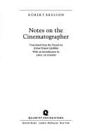 Tapa de Notes on the cinematographer