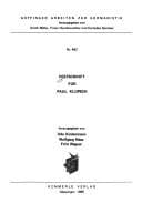 Tapa de Festschrift für Paul Klopsch