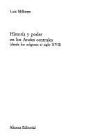 Tapa de Historia y poder en los Andes centrales