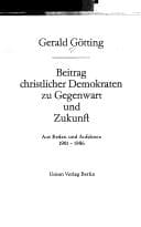 Tapa de Beitrag christlicher Demokraten zu Gegenwart und Zukunft