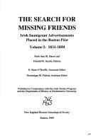 Tapa de The Search for Missing Friends: Irish Immigrant Advertisements Placed in the Boston Pilot, Volume V