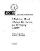 Tapa de A multilevel model of school effectiveness in a developing country