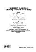 Tapa de Community integration following traumatic brain injury