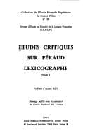 Tapa de Etudes critiques sur Féraud lexicographe