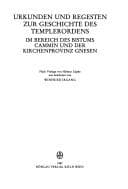 Tapa de Urkunden und Regesten zur Geschichte des Templerordens im Bereich des Bistums Cammin und der Kirchenprovinz Gnesen (Veröffentlichungen der Historischen Kommission für Pommern) (Latin Edition)