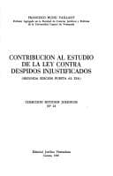 Tapa de Contribución al estudio de la Ley contra despidos injustificados