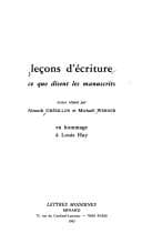 Tapa de Leçons d'écriture, ce que disent les manuscrits