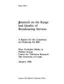Tapa de Research on the range and quality of broadcasting services