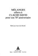 Tapa de Mélanges offerts à Claude David pour son 70ème anniversaire