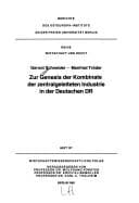Tapa de Zur Genesis der Kombinate der zentralgeleiteten Industrie in der Deutschen DR