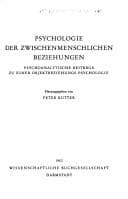 Tapa de Psychologie der zwischenmenschlichen Beziehungen
