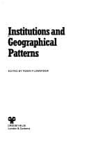 Tapa de Institutions and geographical patterns