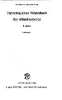 Tapa de Etymologisches Wörterbuch des Altindoarischen