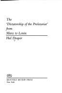 Tapa de The "dictatorship of the proletariat" from Marx to Lenin