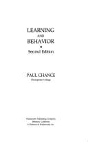 Tapa de Learning and behavior