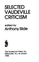 Tapa de Selected Vaudeville Criticism